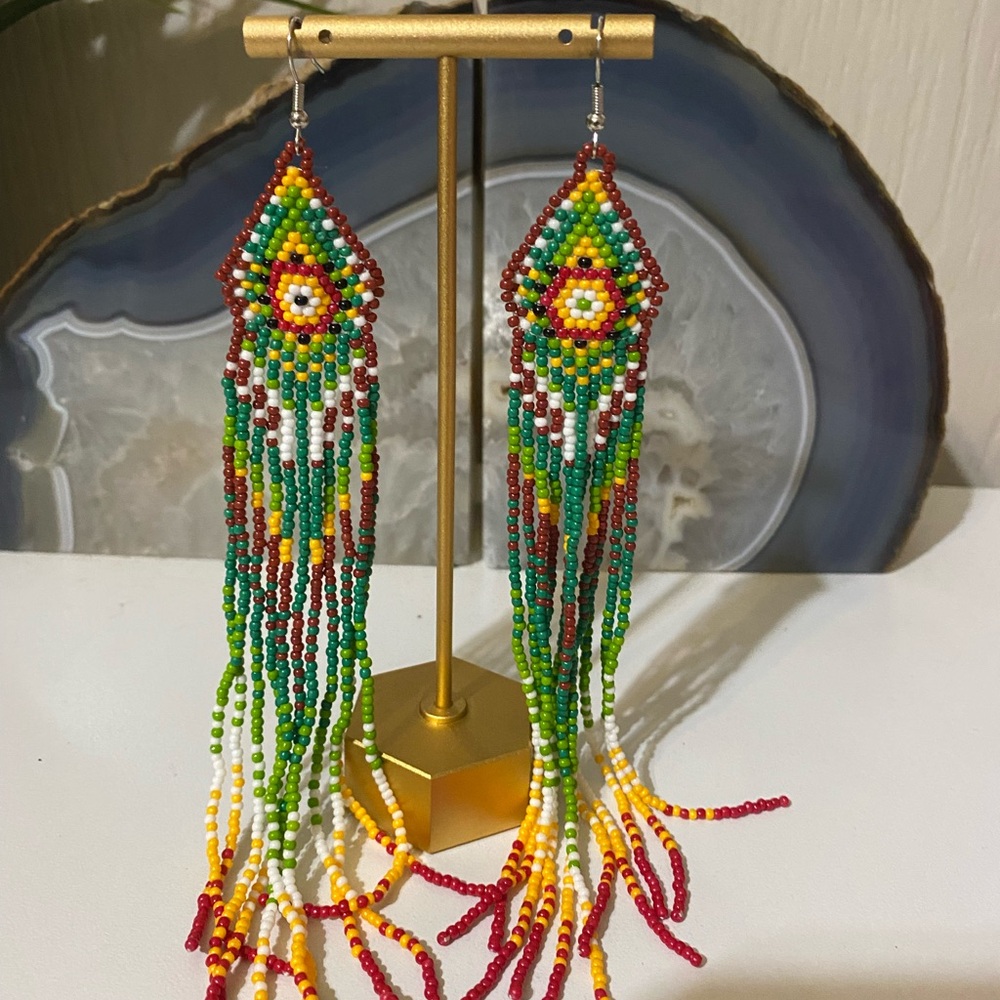Vibrant Beaded Dangle Earrings